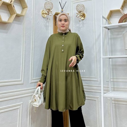 Tania-002 Tania Tunik Kancing Bahan Shakila